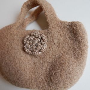 Hand Knit and Felted Alpaca Handbag